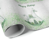 White Rocking Horse Green Weihnachtsfeiertag Geschenkpapier (Rolleneckpunkt)