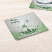 White Rocking Horse Grünbuch Weihnachtsgeschichte  Rechteckiger Pappuntersetzer (angewinkelt)