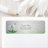 White Rocking Horse Grüne Weihnachtsfeier Rücksend (Insitu)