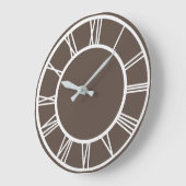 White Roman Numerary Border Pattern Dusty Brown Rd Große Wanduhr (Winkel)