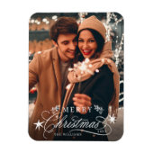 White Romantic Calligraphy Frohe Weihnachten Foto Magnet (Vertikal)
