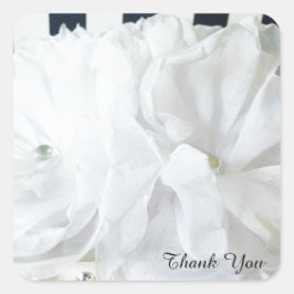 White Romantic Floral Vielen Dank Quadratischer Aufkleber