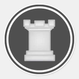 White Rook Schach Piece Runder Aufkleber
