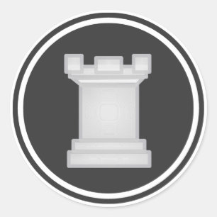 White Rook Schach Piece Runder Aufkleber