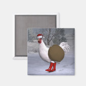 White Rooster Santa Claus Magnet (Vorderseite/Rückseite)