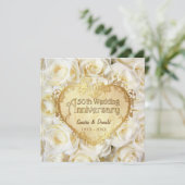 White Rose 50. Hochzeitstag Einladung (Stehend Vorderseite)