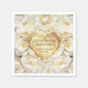White Rose 50. Hochzeitstag Serviette