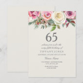 White Rose 65. 66. 67. 68. 69. Geburtstag Einladung (Vorne/Hinten)