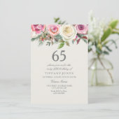 White Rose 65. 66. 67. 68. 69. Geburtstag Einladung (Stehend Vorderseite)