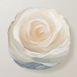 White rose abstract flower painting rundes kissen