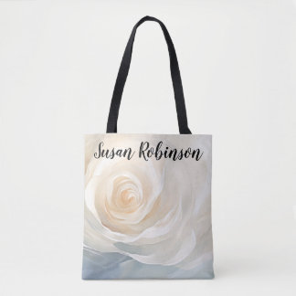 White rose abstract flower painting tasche