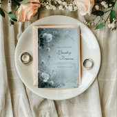White Rose and Dusty Blue Mist Winter Wedding Einladung