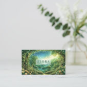 White Rose and Enchanted Green Forest Valley Visitenkarte (Stehend Vorderseite)