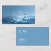 White Rose and Misty Blue Mountain Crescent Moon Visitenkarte (Vorne/Hinten)