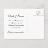 White Rose and Pearls Wedding Save the Date Ankündigungspostkarte (Rückseite)