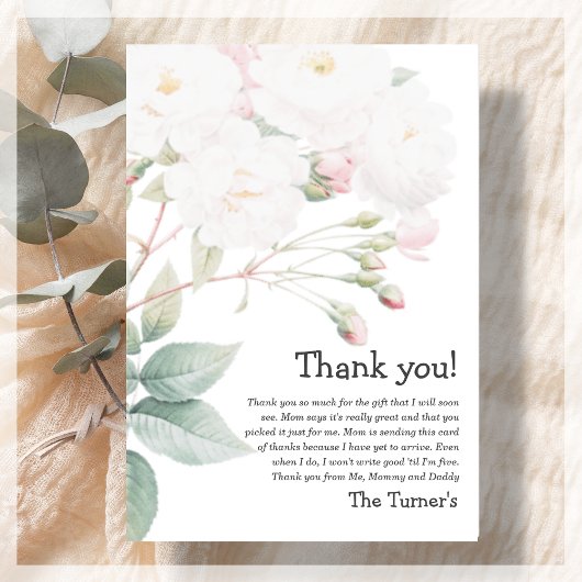 White Rose | Babydusche Dankeschön Karte