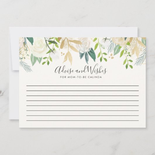 White Rose | Babyparty | Beratung und Wünsche Einladung (Vorderseite)