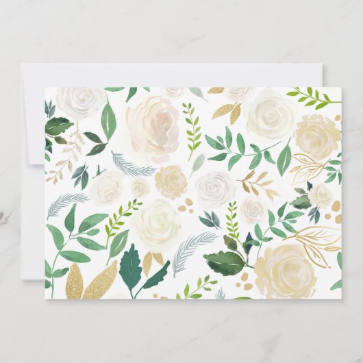 White Rose | Babyparty | Beratung und Wünsche Einladung (Rückseite)