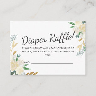 White Rose   Babyparty  Windeln-Raffel Begleitkarte