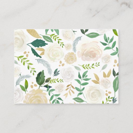 White Rose | Babyparty |Windeln-Raffel Begleitkarte (Rückseite)