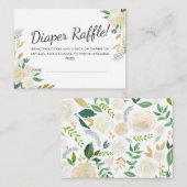 White Rose | Babyparty |Windeln-Raffel Begleitkarte (Vorne/Hinten)