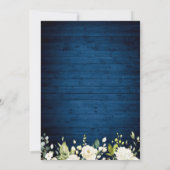 White Rose Blue Wood Rustic Engagement Party Einladung (Rückseite)