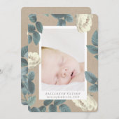 White Rose Blume - Geburtshinweis Ankündigung (Vorne/Hinten)