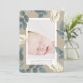 White Rose Blume - Geburtshinweis Ankündigung (Stehend Vorderseite)