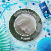 White Rose Blume Personalisiert Happy Birthday Pappteller (Party)