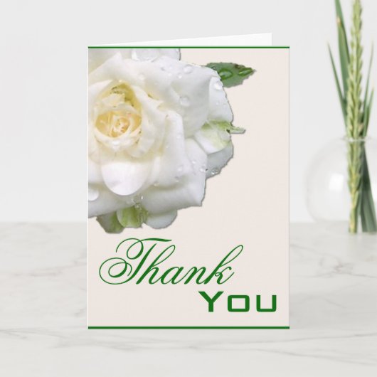 White Rose Blume Vielen Dank Grußkarte Dankeskarte (Vorderseite)