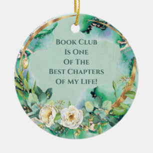 White Rose Book Club Friendly Monogram Keramik Ornament