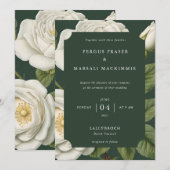 White Rose Botanical Pattern Invitation Einladung (Vorne/Hinten)