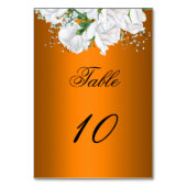 White Rose Bouquet auf Burnt Orange Wedding Tischnummer (Vorderseite)