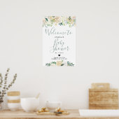White Rose Bouquet | Babydusche | Begrüßung Poster (Küche)