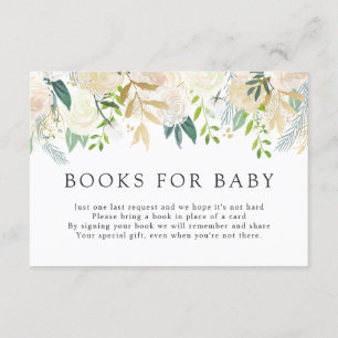 White Rose Bouquet Babyparty Bücher für Baby Begleitkarte
