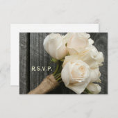 White Rose Bouquet & Barnwood Wedding R.S.V.P. RSVP Karte (Vorne/Hinten)