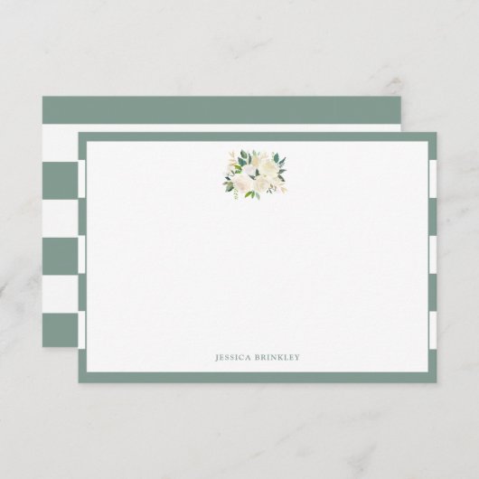 White Rose Bouquet | Benutzerdefinierte Statistik Mitteilungskarte (Vorne/Hinten)