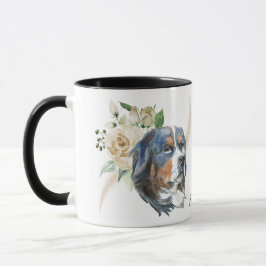 White Rose Bouquet Bernese Mountain Dog Tasse