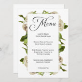 White Rose Bouquet Blumenmenü Menükarte (Vorne/Hinten)