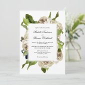 White Rose Bouquet BlumenWedding Einladung (Stehend Vorderseite)