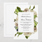 White Rose Bouquet BlumenWedding Einladung (Vorne/Hinten)