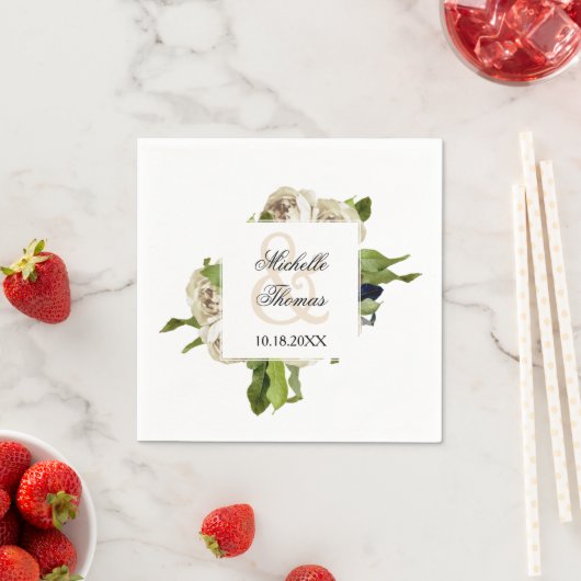 White Rose Bouquet BlumenWedding Serviette (Beispiel)