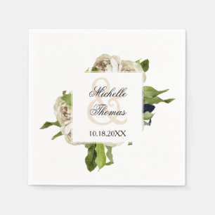 White Rose Bouquet BlumenWedding Serviette