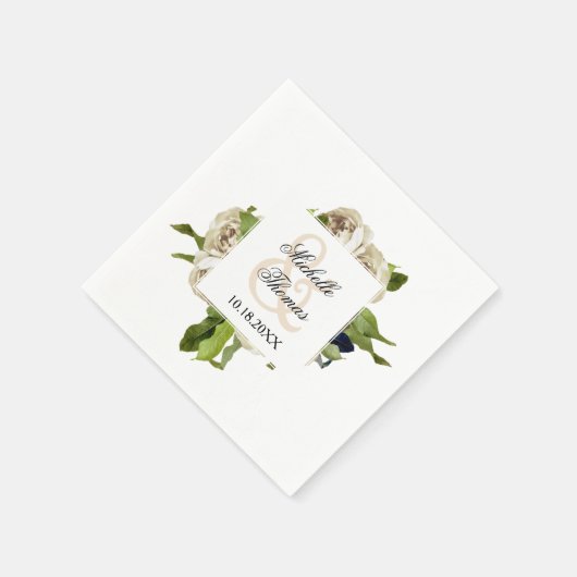 White Rose Bouquet BlumenWedding Serviette (Ecke)