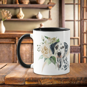 White Rose Bouquet Dalmatiner Dog Tasse