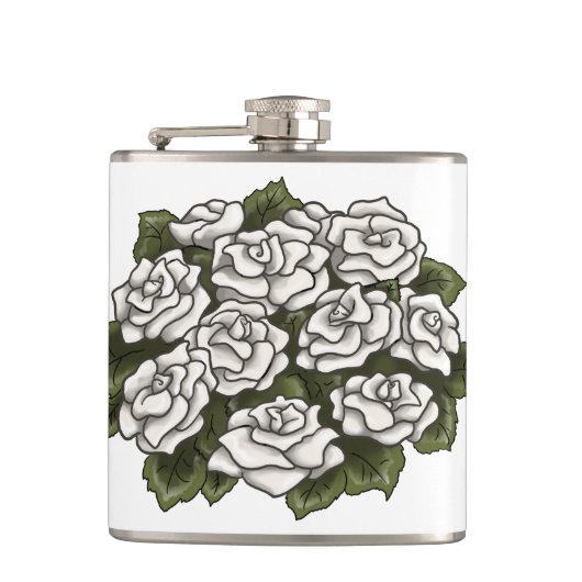 White Rose Bouquet Flachmann (Vorderseite)