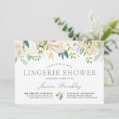 White Rose Bouquet | Floral Lingerie Dusche Einladung (Stehend Vorderseite)