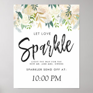 White Rose Bouquet Gelassen Liebe Sparkle Poster