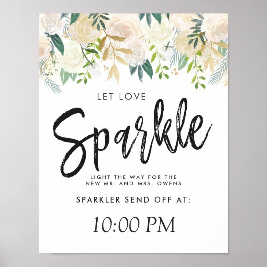 White Rose Bouquet | Gelassen Liebe Sparkle Poster (Vorne)