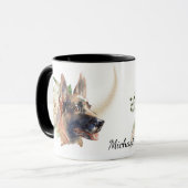 White Rose Bouquet German Shepherd Dog Tasse (Vorderseite Links)